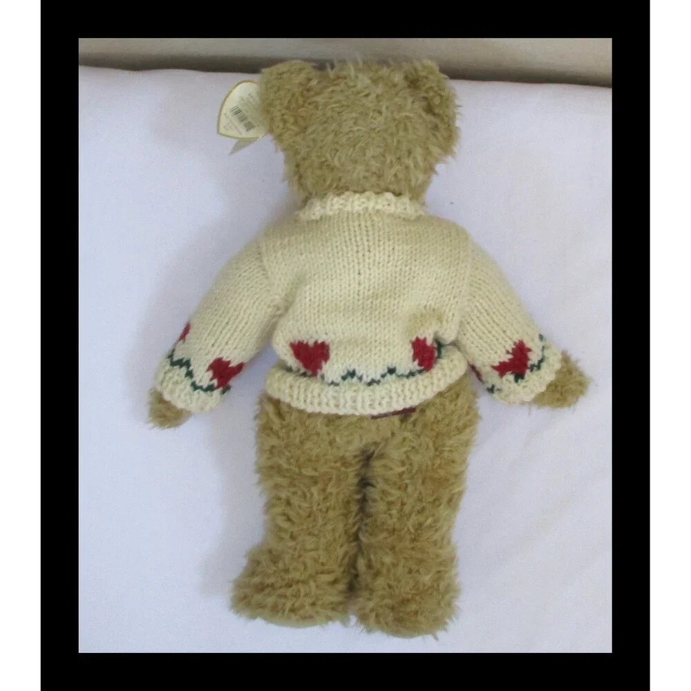 Ty Attic Treasures Heartley Bear Plush Sweater Hearts 1993 Vintage 12” Jointed
